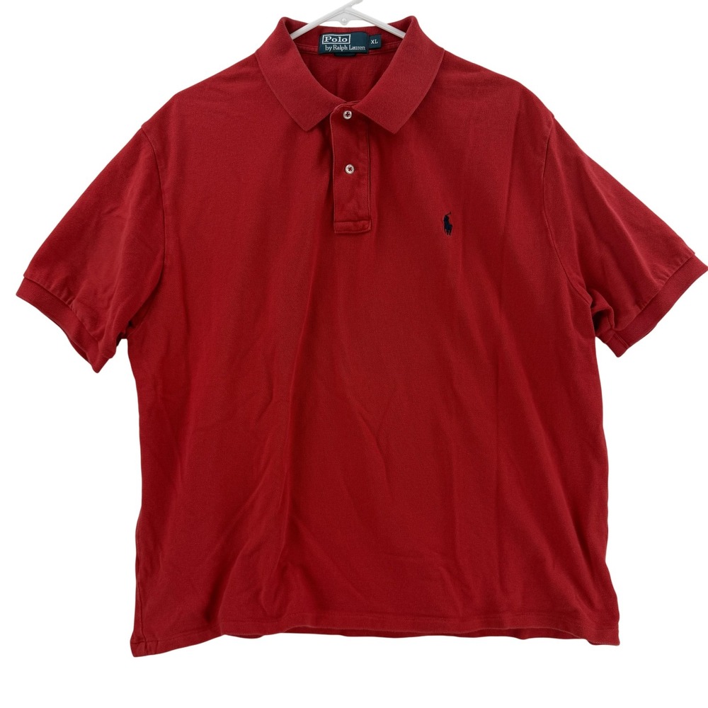 Polo Ralph Lauren Mens XL Red Short Sleeve Pony Logo Preppy Cotton Polo Shirt‎